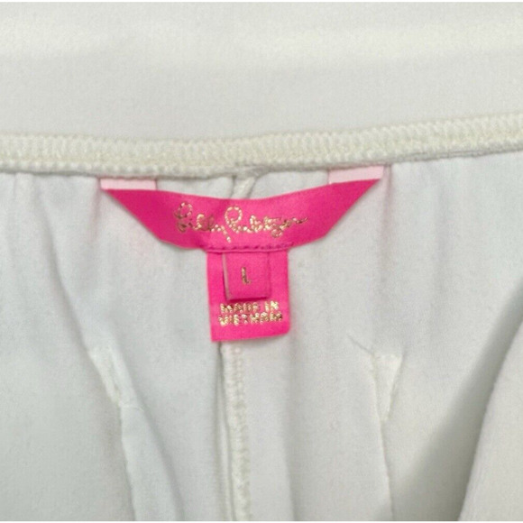 LILLY PULITZER Sheera Velour Off Shoulder Top & Mallie Pants Set Coconut White L - Picture 15 of 16